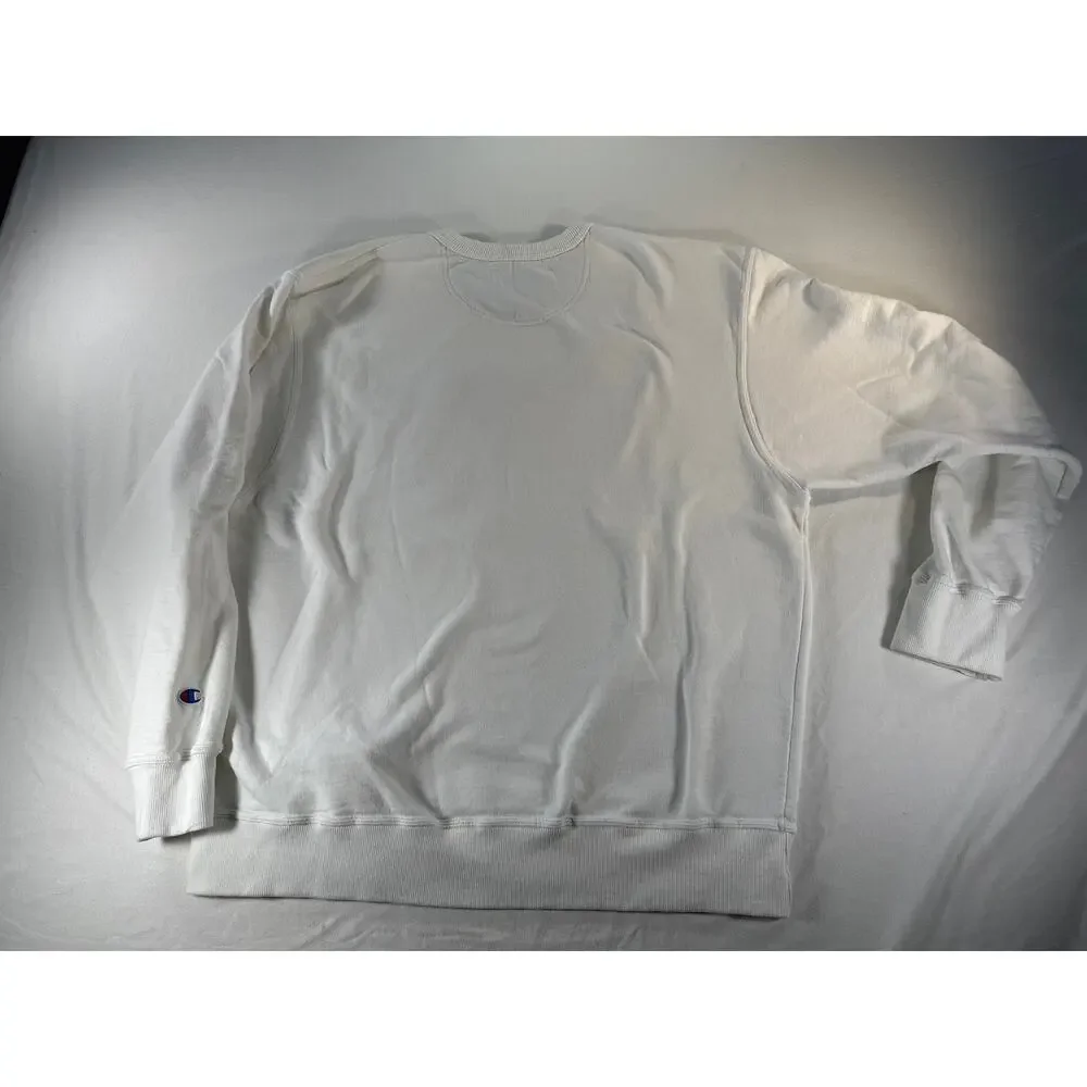 Champion Men’s XL White Crewneck Sweatshirt Script Logo Cotton Blend Pullover